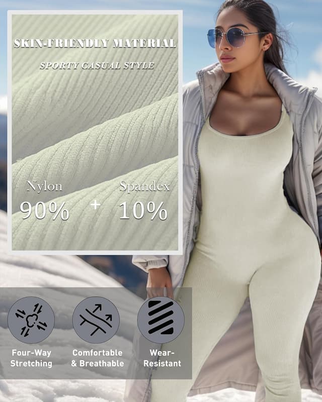 Detalle de Merlvida Sport-Jumpsuit für Damen: nahtloser Workout-Overall mit abnehmbaren Brustpolstern