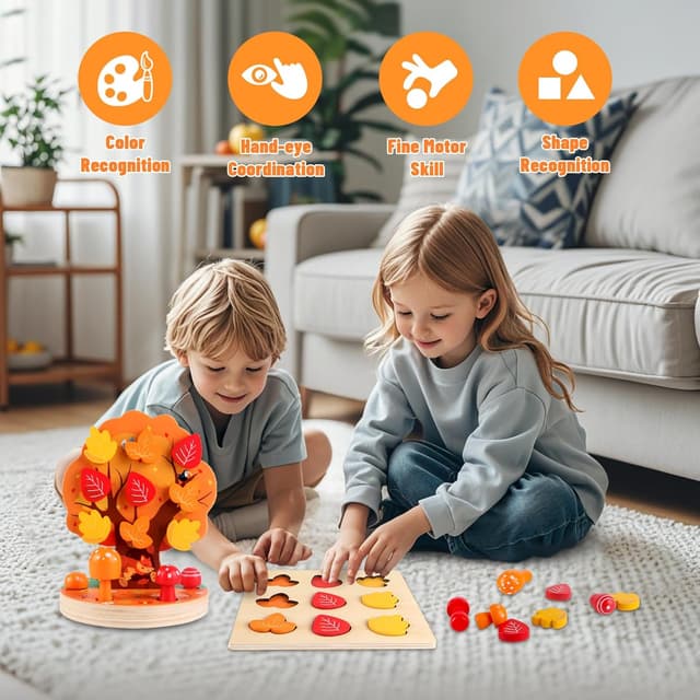 Detalle de INIFEIDALA Montessori apple picking tree toy