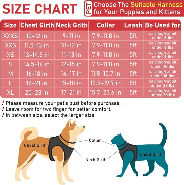 Detalle de Small Pet Harness Collar and Leash Set (Step-in, No Choke) – Soft Mesh Adjustable Vest Harness in Red, XL