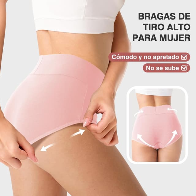 Detalle 2 de QINCAO Bragas Mujer Pack 6 cintura alta