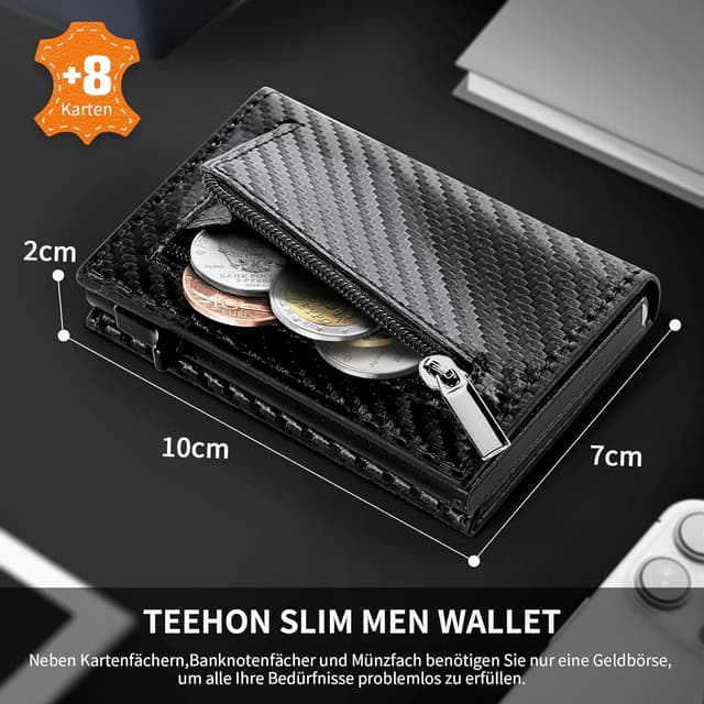 Thumbnail 4 de TEEHON Leder Geldbörse Herren Slim Wallet mit RFID Schutz