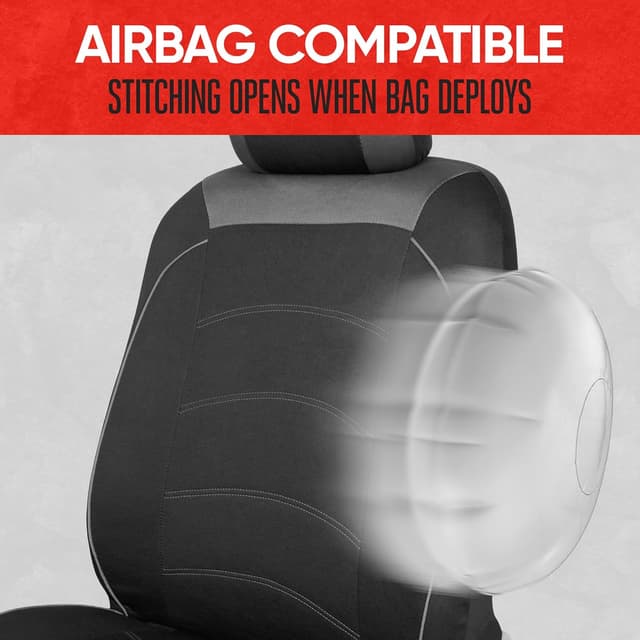 Thumbnail 6 de Motor Trend Black Cloth Car Seat Covers for Front Seats (Bucket Seats) with Removable Headrests