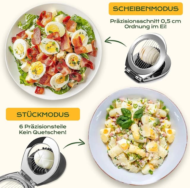 Detalle de BIBURY Eierschneider aus Edelstahl (2-in-1) – Egg Slicer für hartgekochte Eier & mehr