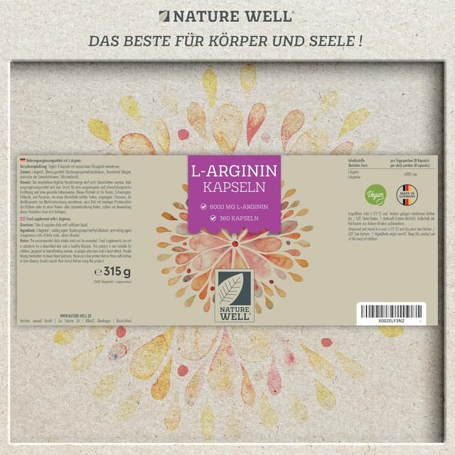 Thumbnail 5 de L-Arginin 360 Kapseln vegan 6000 mg