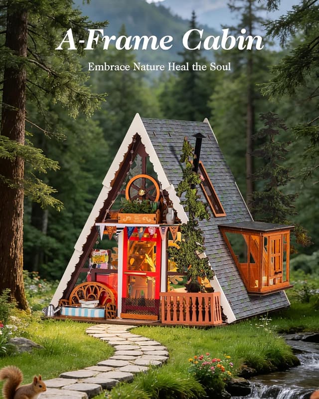 Thumbnail 1 de Rolife A-Frame Cabin Miniature Kit