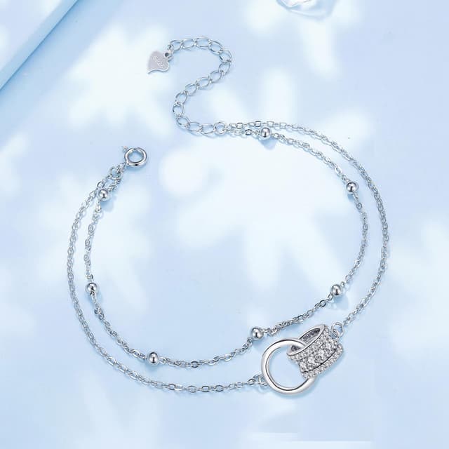 Detalle 2 de Bracelet argent 925 Arrebol, double chaîne 20 cm