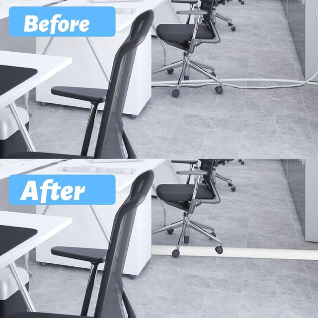 Detalle de DIKARIYA Kabelkanal weiß, selbstklebend und flexibel (3 cm x 1 m) – Bodenkabelschutz für Büro, Haus und Außenbereich