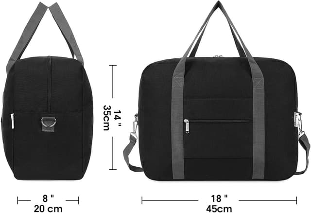 Detalle de Reisetasche Handgepäck Easyjet 45 x 36 x 20 cm, faltbare Weekender-Tasche mit 30 l – Schwarz