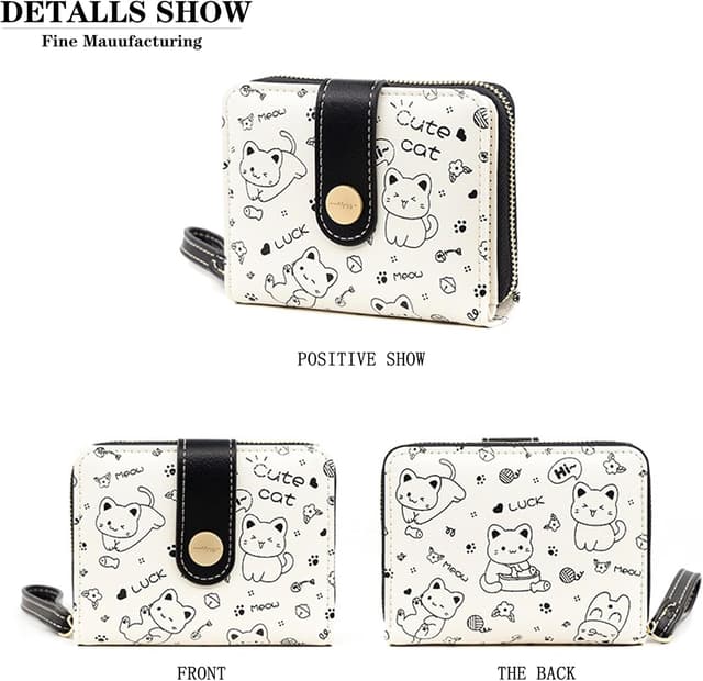 Detalle 2 de LZSXDWXY Damen-Geldbörse mit Gänseblümchen-Motiv, Reißverschlussfächer und Kartenfächern