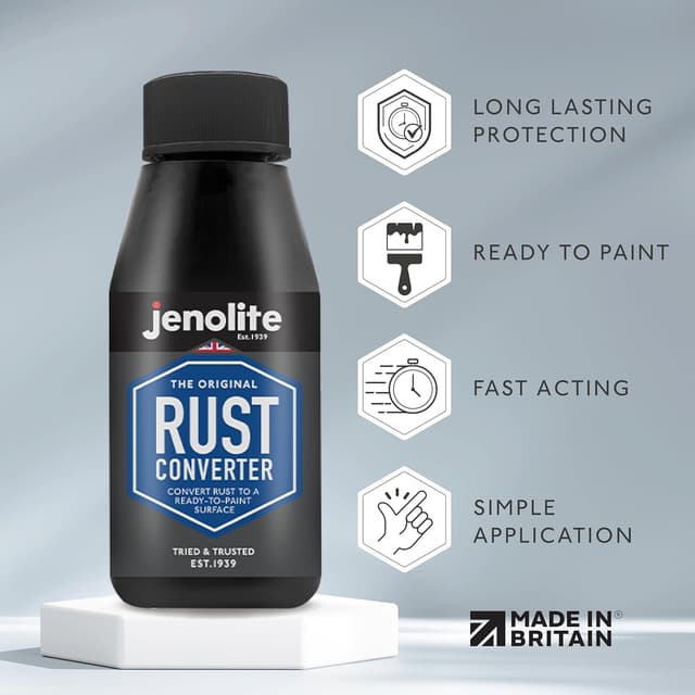 Detalle 2 de JENOLITE Rostumwandler mit Grundierung 150 ml – wasserbasiert, Schwarz, für Auto & Fahrzeuge