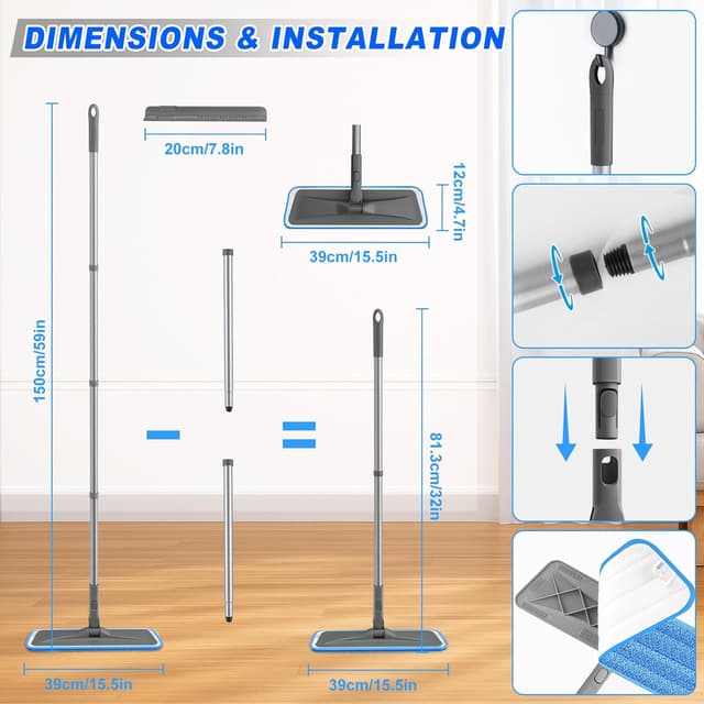 Thumbnail 1 de BPAWA Microfibre Mop with 150cm Adjustable Handle