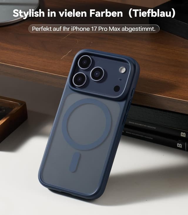 Thumbnail 6 de TORRAS Guardian-Mag Hülle für iPhone 17 Pro Max mit MagSafe & Kamerasteuerung (matt blau)
