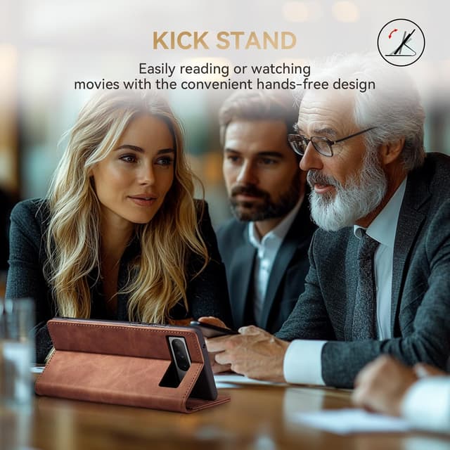 Thumbnail 2 de KIOTROUO Leather Wallet Case for Pixel 8 Pro