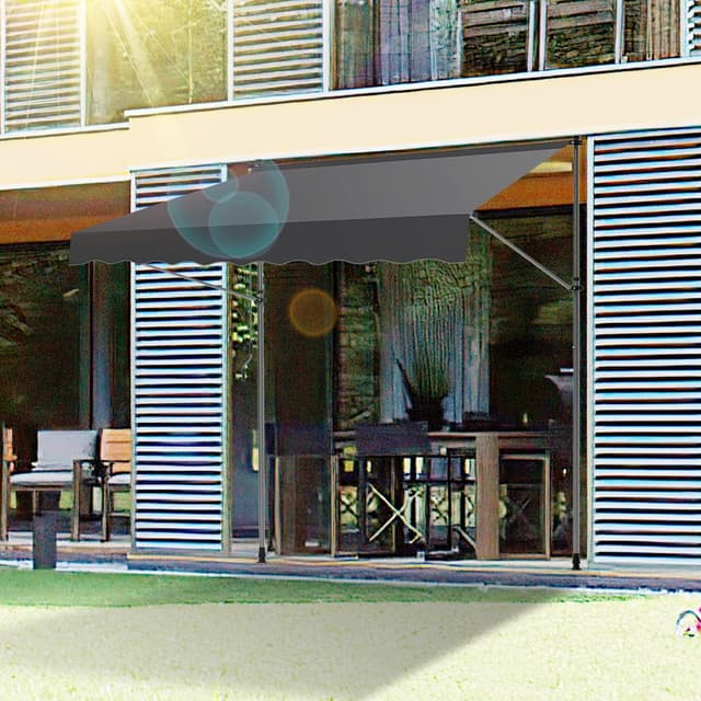 Detalle de Eulenke Klemmmarkise Balkonmarkise 400 cm – Markise ohne Bohren mit Handkurbel, grau