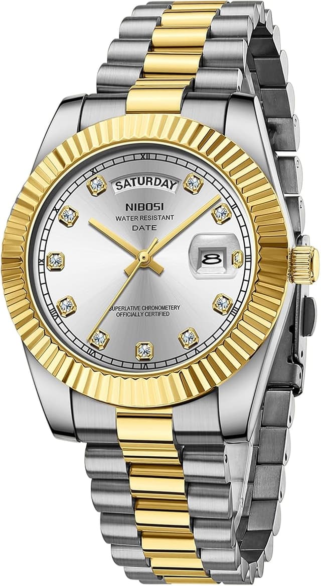 Thumbnail 6 de NIBOSI Herrenarmbanduhr mit analogem Quarzwerk, Edelstahlband, Tag- und Datumsanzeige (3 ATM)