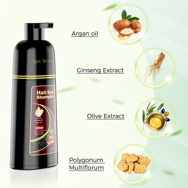 Detalle de KAISASA Dark Brown Hair Dye Shampoo 3-in-1 (16.9 fl. oz) for Covering Gray Hair