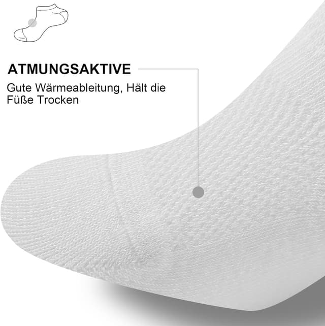 Detalle 2 de fitfets Sneaker Socken 8 Paar No-Show Füßlinge aus Baumwolle (Gr. 35–50) für Herren & Damen