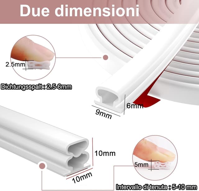 Detalle de Hzetuu guarnizione adesiva per finestre e porte 7 m bianco