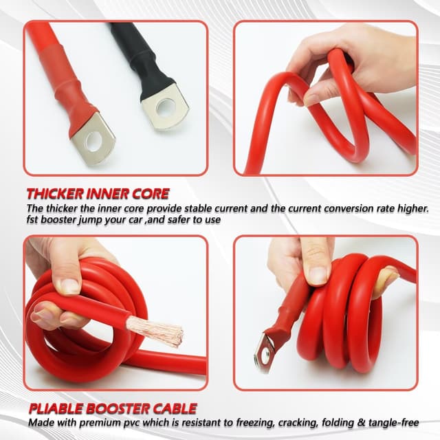 Detalle 2 de NOONE 0 Gauge 30 FT jumper cables 1000A