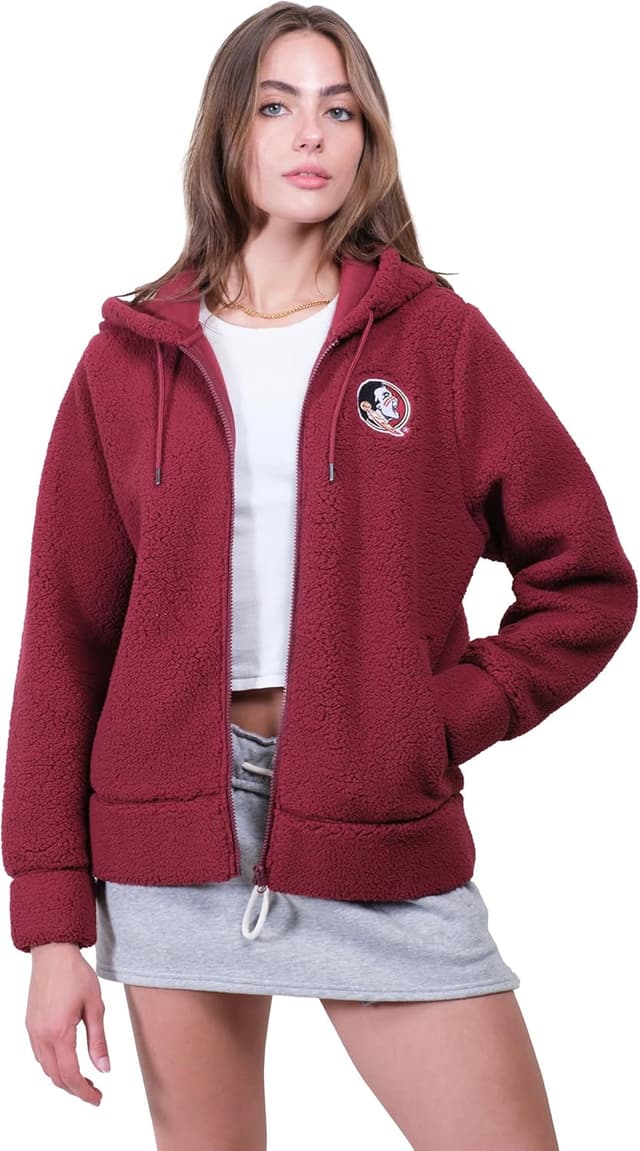 Detalle de Ultra Game Women’s NCAA Official Super Soft Sherpa Full Zip Hoodie Sweatshirt