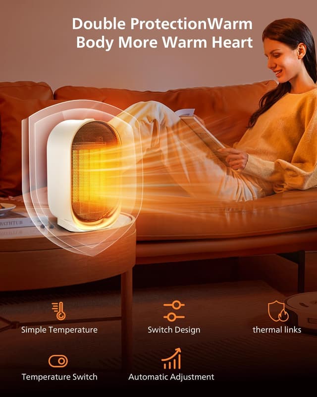 Thumbnail 4 de QQT Space Heater Portable Mini, 2-Speed