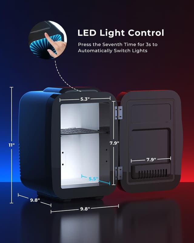 Thumbnail 6 de BEICHEN Mini Kühlschrank 4L (6 Dosen) mit Kühl- und Heizfunktion, 7 RGB-Lichtmodi – leise Minikühlbox für Büro, Gaming & Auto