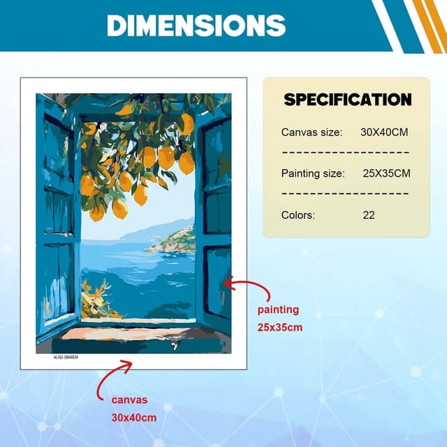 Detalle 2 de Yaostarart Coastal Lemon Tree Paint by Numbers 12x16in 🎨