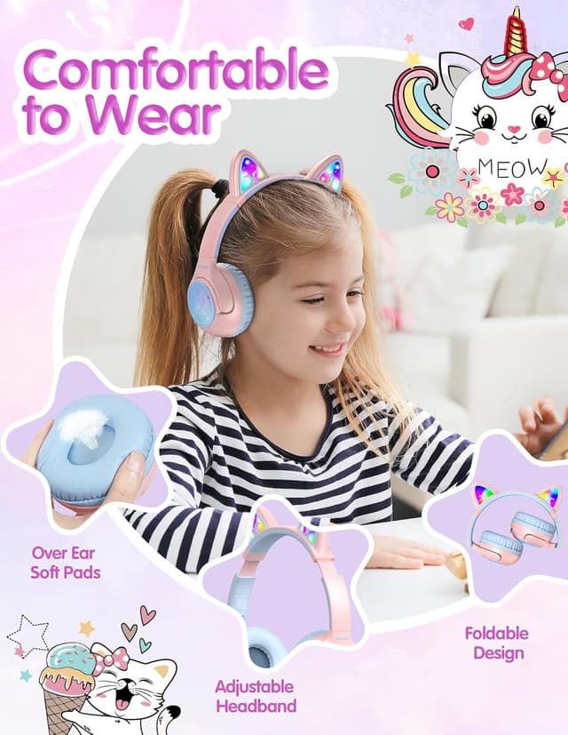 Detalle 2 de TECKNET Kids Headphones 70H playtime