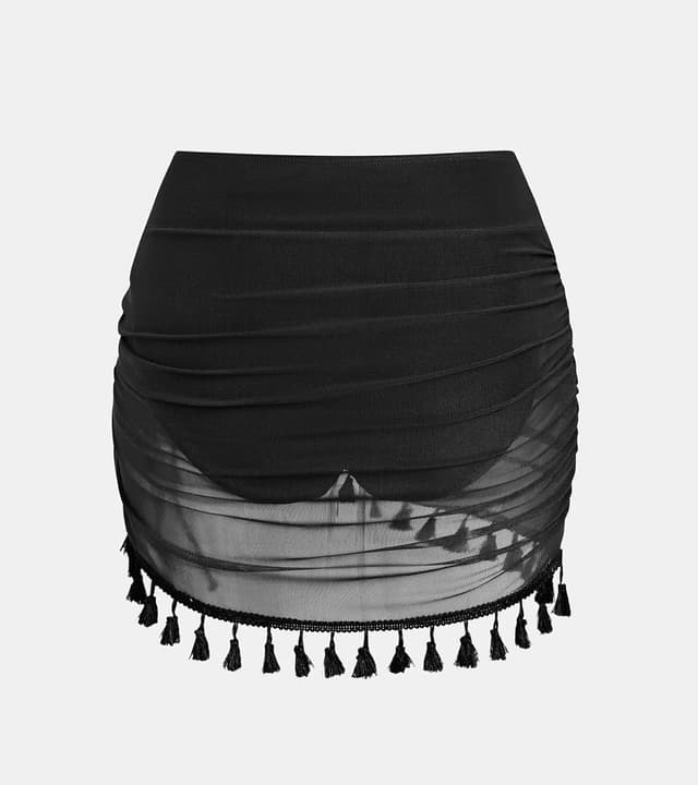 Thumbnail 6 de Costume da bagno donna con gonna a rete increspata CUPSHE (vita alta)