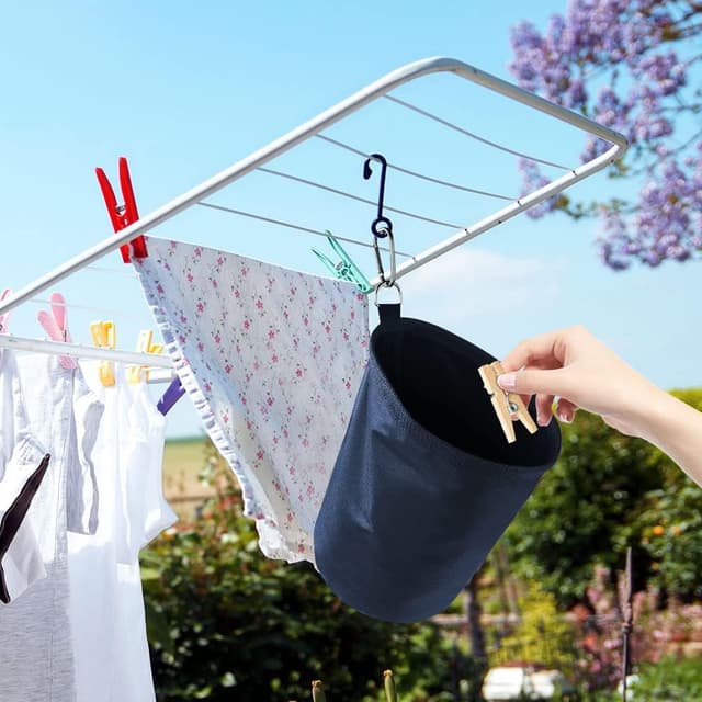 Thumbnail 6 de Vicloon Borsa per mollette con gancio e chiusura a cordoncino, capacità fino a 200 mollette (blu navy)