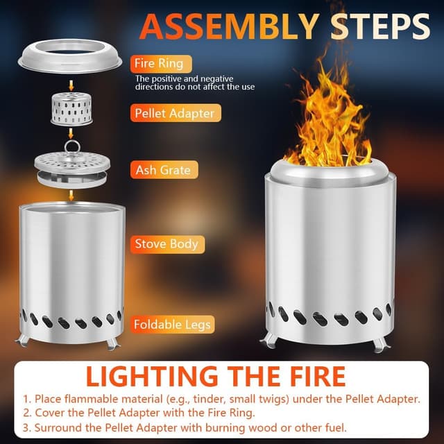 Detalle 1 de AOOSU Rauchfreie Feuerschale 20x13 cm