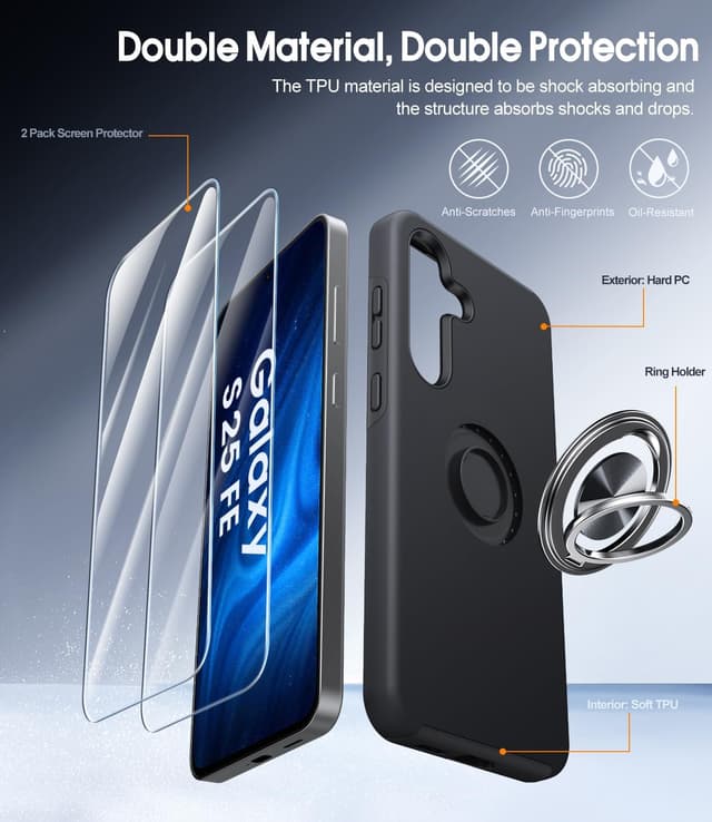 Detalle 2 de AOUIA S25 FE case with 2-pack screen