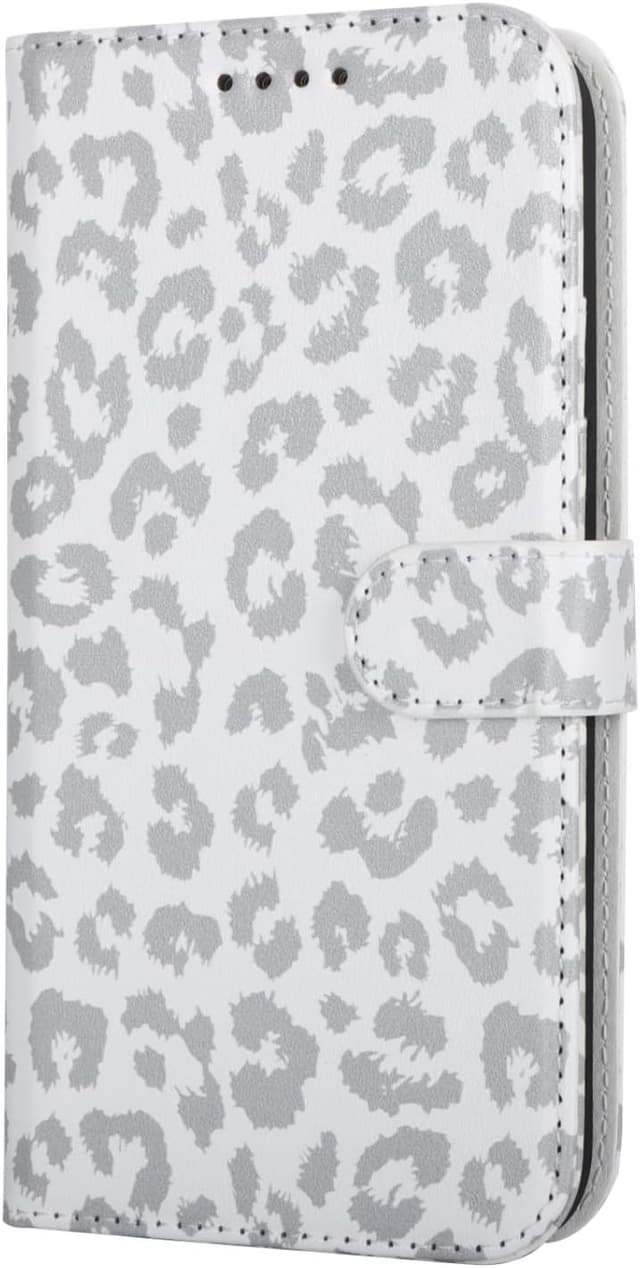 Detalle de Zouzt PU Leather Wallet Case for iPhone 8 Plus / 7 Plus (5.5-inch) with Credit Card Slots & Adjustable Kickstand – White Leopard