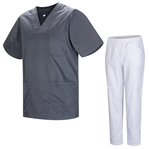 Detalle de MISEMIYA uniforme sanitario unisex con pantalón blanco 817-8312-BLANCO (4XL, gris)