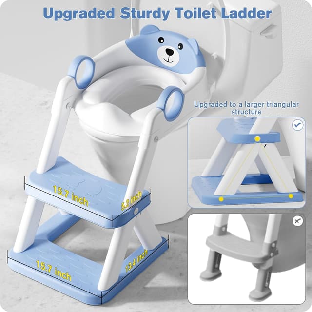 Detalle de Rabb 1st Kindertoilettenleiter 2-in-1 mit Treppe: höhenverstellbarer Toilettensitz für Jungen & Mädchen
