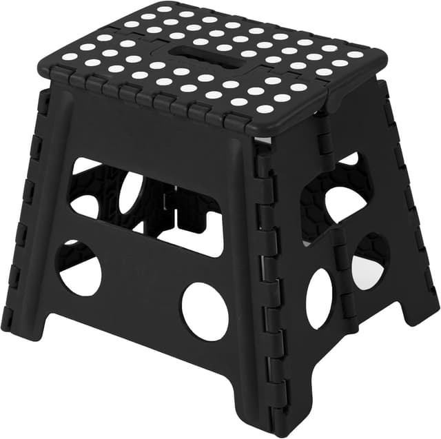 Detalle de Klapphocker 100% Kunststoff 29x22x30 cm schwarz/weiß