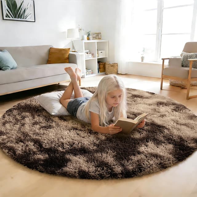 Imagen de Tie-Dyed Coffee 6x9 Fluffy Area Rug en OfertitasTOP