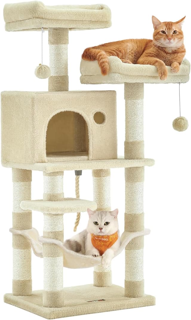 Detalle de Feandrea Arbre à chat PCT215M01 (112 cm) avec 11 poteaux à griffer, hamac et 2 plateformes