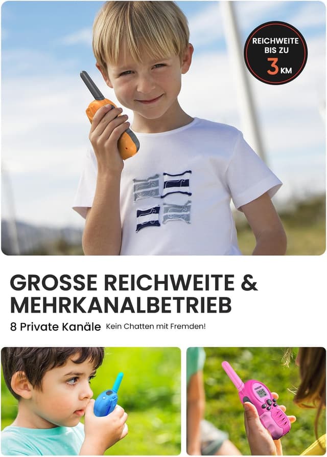 Detalle 2 de FOREDOM Walkie Talkies 3er Set 48 Std. Sprechzeit 📟