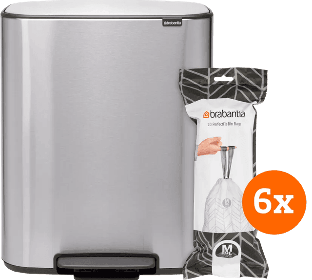 Imagen de Brabantia Bo Treteimer 60 Liter Edelstahl Fingerprint Proof + Müllbeutel (120 Stück) 🗑 en OfertitasTOP