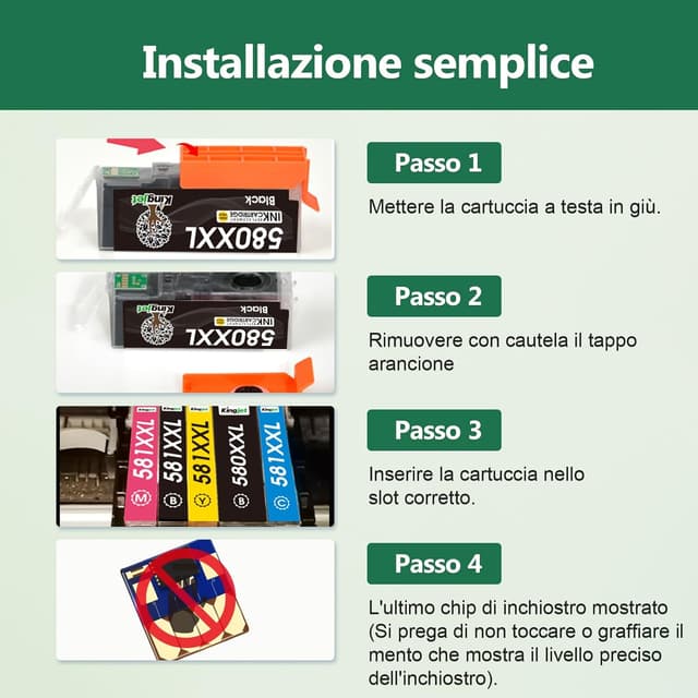Detalle 2 de KINGJET PGI-580 / CLI-581 XXL cartucce d’inchiostro compatibili per Canon Pixma serie TS e TR