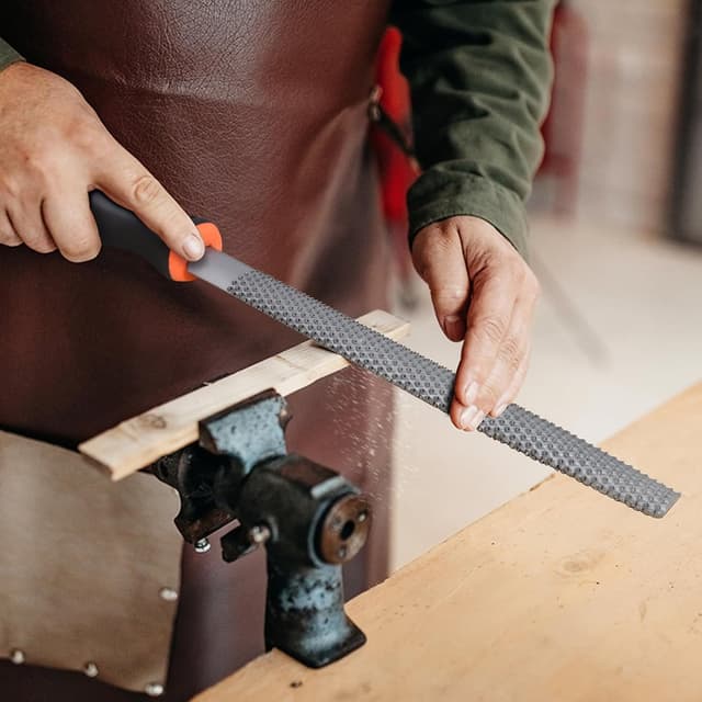 Detalle de Kit de 3 limes à bois Preciva (plate, demi-ronde, ronde) en acier carbone 45#