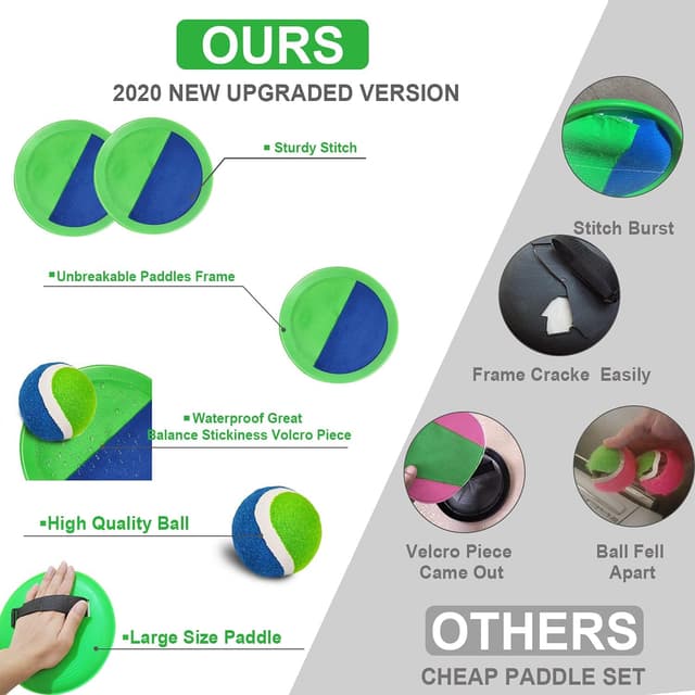 Thumbnail 6 de Jalunth Klettballspiel (Klettball Strandspielzeug) – Wurf- und Fangspiel mit Klett-Palette