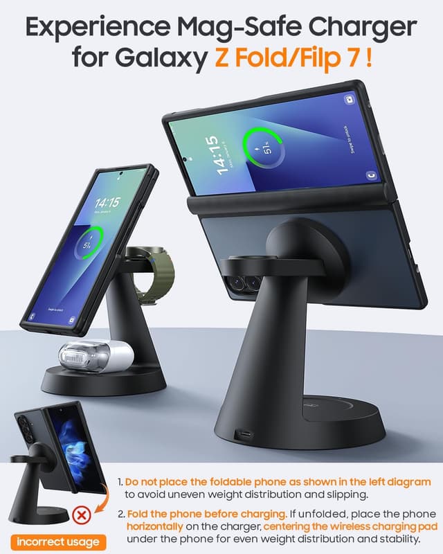 Detalle 2 de Magnetic Wireless Charger for Samsung 3-in-1