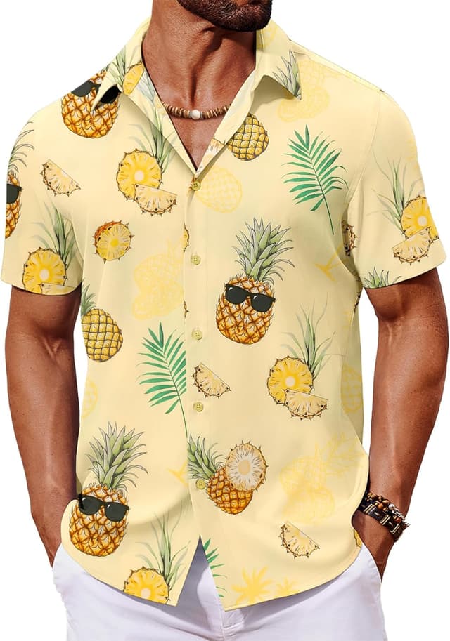 Thumbnail 6 de COOFANDY Hawaii Hemd für Männer – Kurzarm Sommerhemd im tropischen Blumen-Design