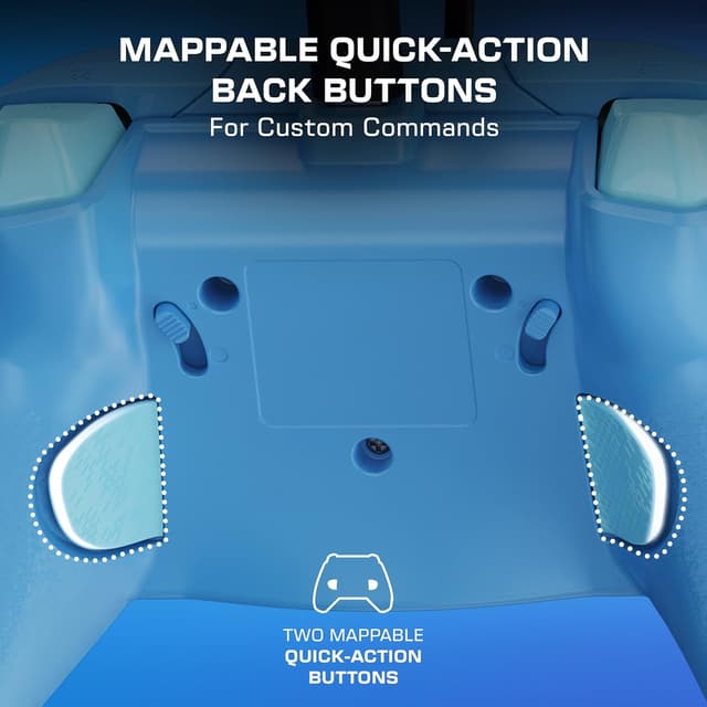 Detalle 2 de Turtle Beach Rematch Advanced Blue Kitsune wired gaming controller (Xbox & PC) with powered glow and Hall-Effect triggers