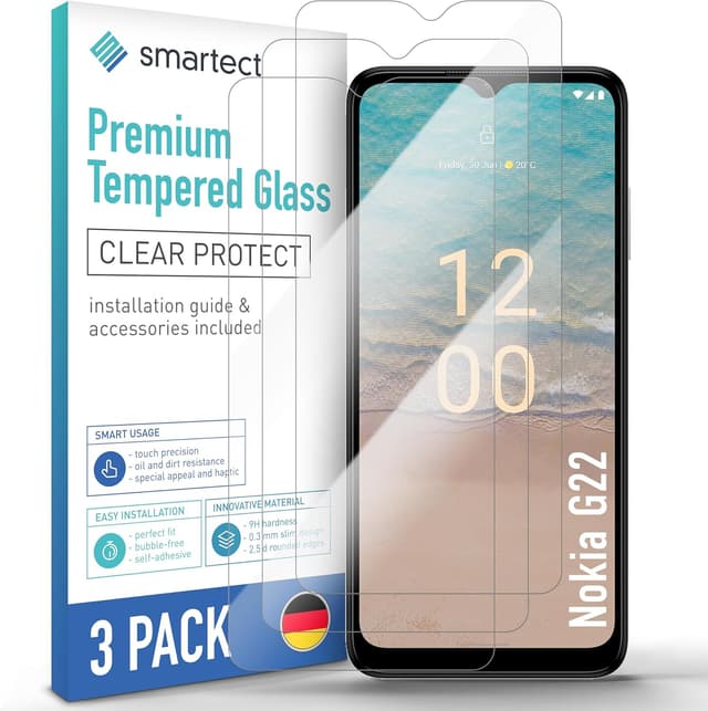 Detalle de smartect Verre Trempé pour Nokia G22 (lot de 3) – protection HD anti-rayures 9H, 0,3 mm transparent
