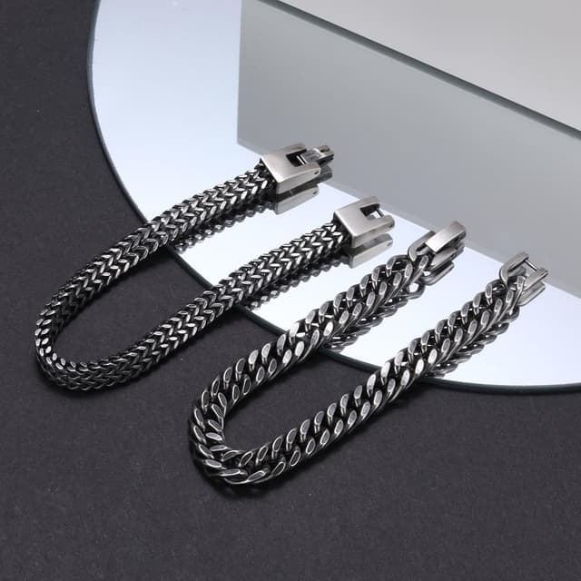 Detalle 2 de Edelstahl Panzerkette Herrenarmband 8 mm