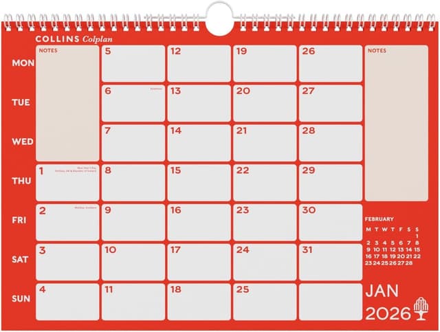 Thumbnail 2 de Collins Colplan A4 Monthly Wall Diary Calendar 2026 (CMCA4-26)