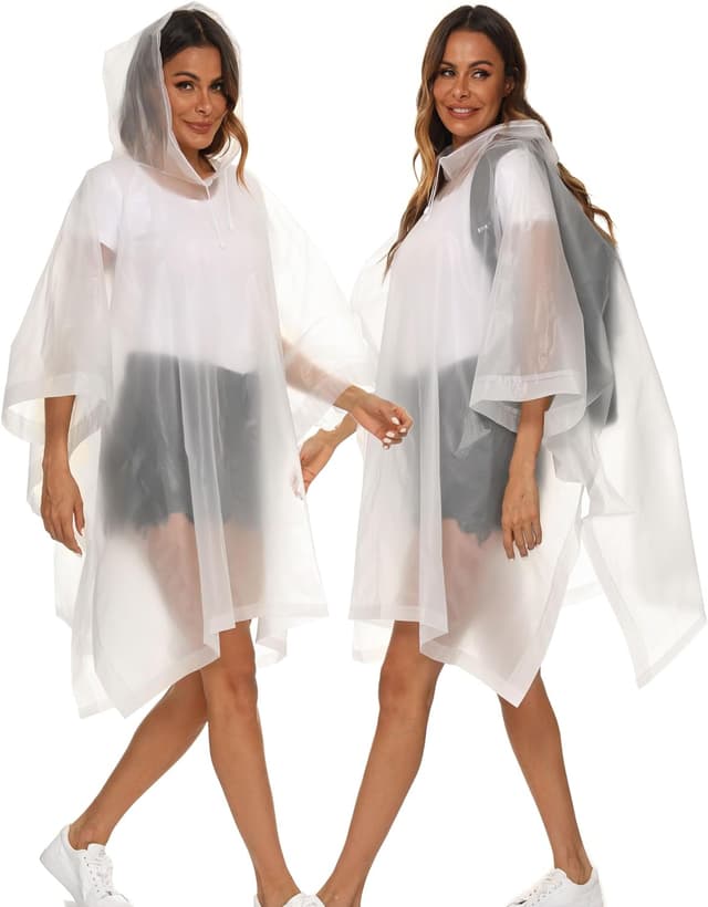 Detalle de Borogo 2-Pack Reusable Adult Rain Ponchos with Drawstring Hood (EVA)
